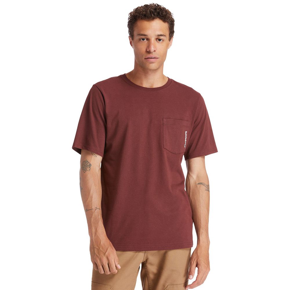 Camisetas Masculino - Timberland Pro® Short Sleeve Base Plate Wicking - HLNXU6874 - Bordeaux